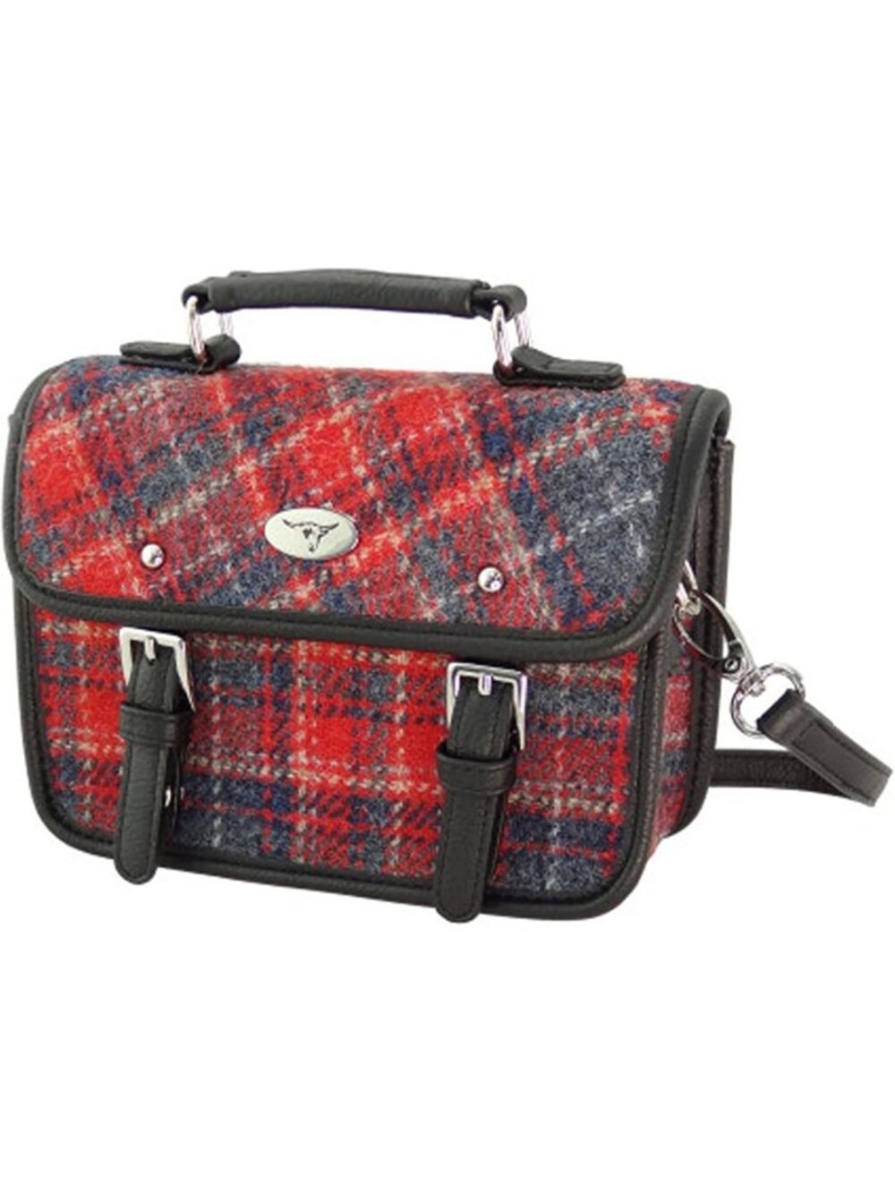 Stylish Harris Tweed Mini Satchel Bag with Adjustable Shoulder Strap - Perfect